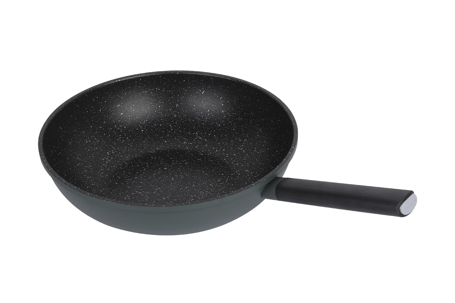 CF-CLB3263D Imiteret trykstøbningswok-Med glaslåg, imiteret trykstøbt medicinsk sten 32 non-stick wok