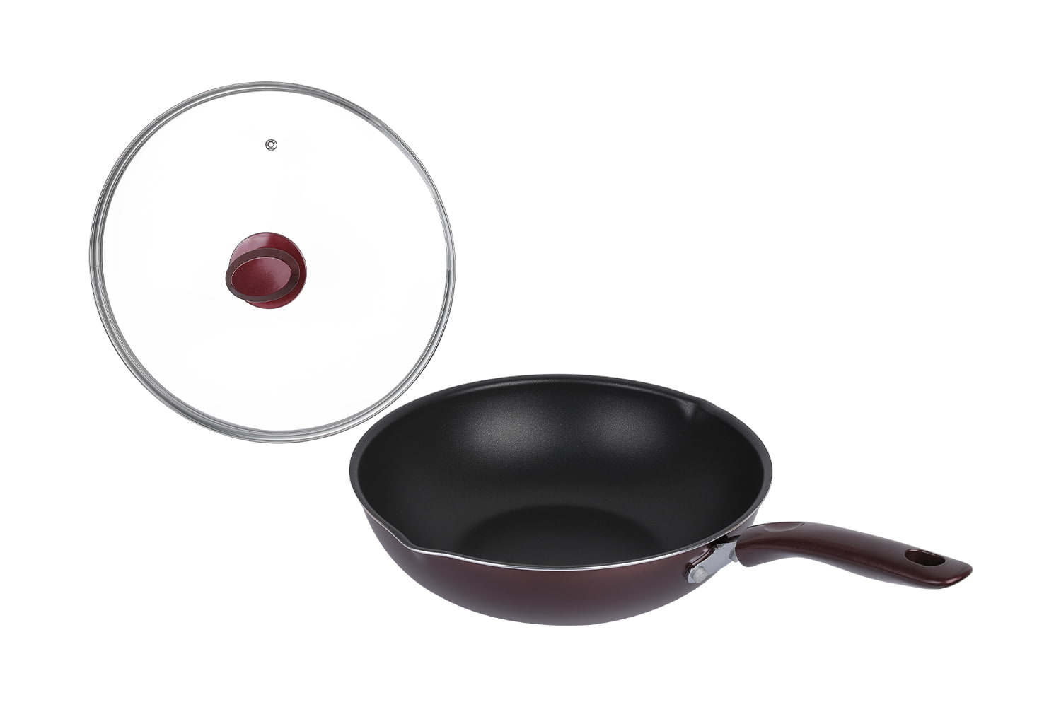 CLB3031D Wok-Med glaslåg 30 wok, Flaming Wok, non-stick wok