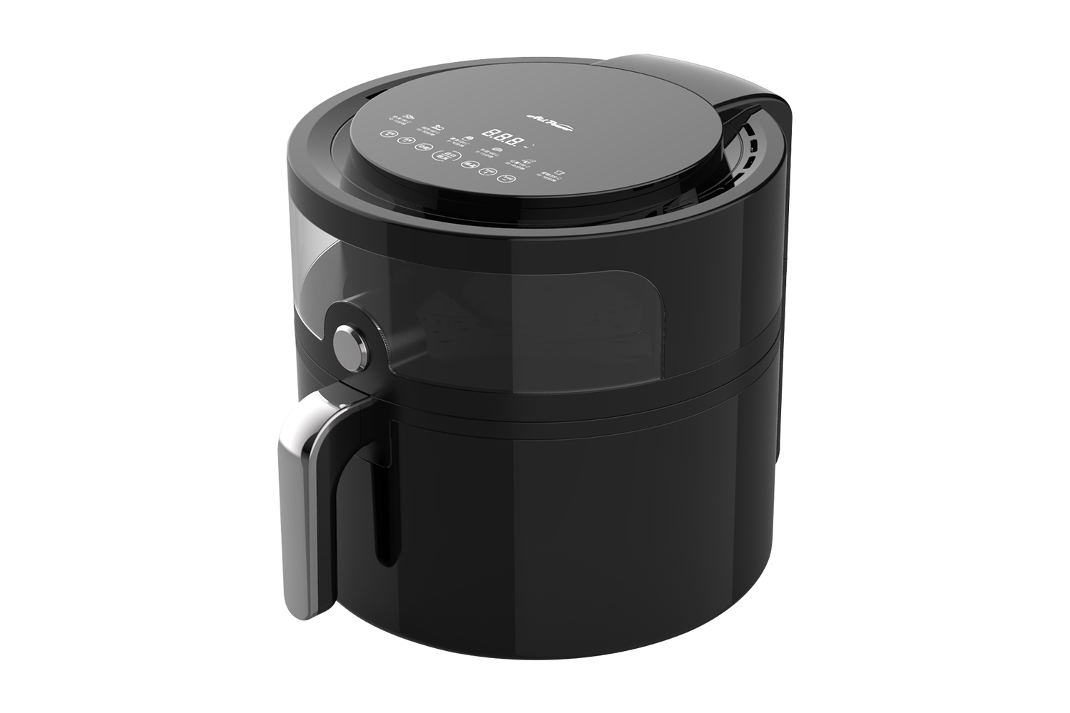 YAF-55ZS02 5,5L Air Fryer med digitalt display og berøringsskærm, synligt vindue, forvarmning, flere forudindstillinger til madlavning, nonstick kurv